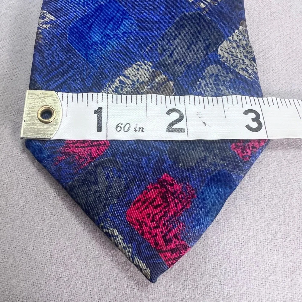Damon Vintage Necktie Silk Abstract Heathered Vibrant Blue Made in USA 3x58‎